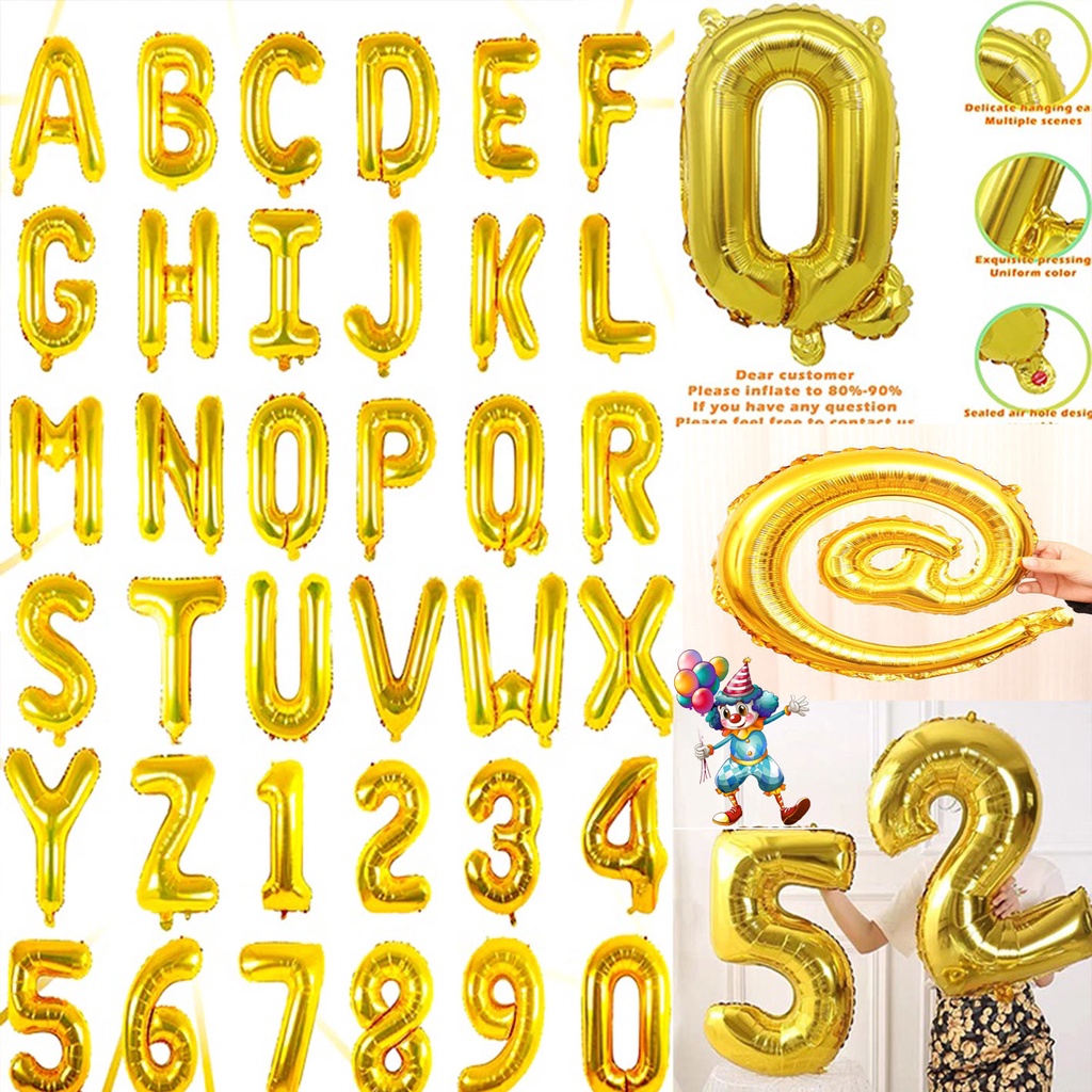 AZ Gold 16inches letter Foil Balloons happy Birthday decor Party