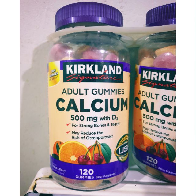 Kirkland adult gummies Calcium 500mg vitamin d3 1000iu 120 gummy bone