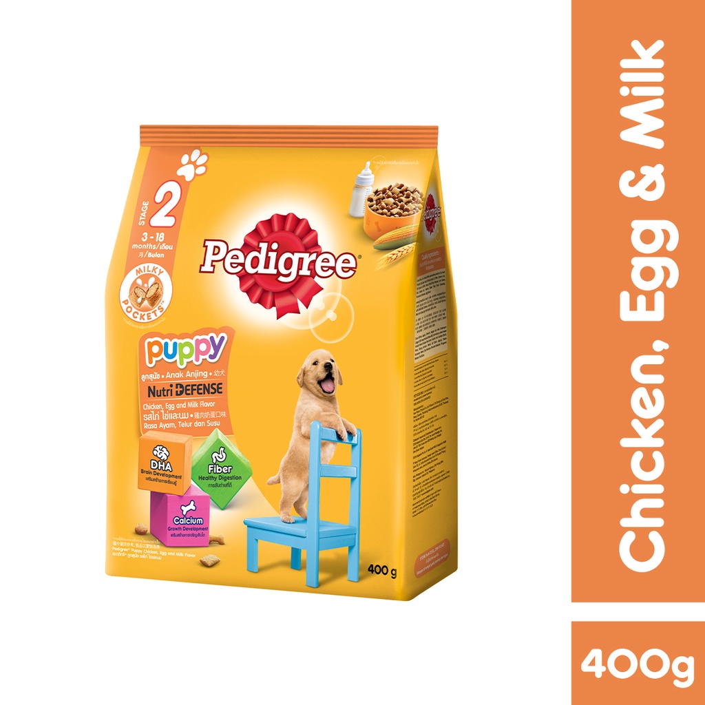 PEDIGREE Dog Food for Puppy, 400g NutriDefense Puppy Food in Chicken and Egg with Milk Flavor