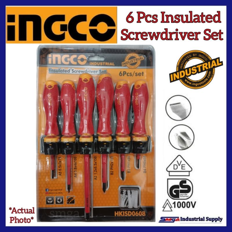 INGCO 6pcs Insulated Screwdriver Set (HKISD0608) Shopee Philippines