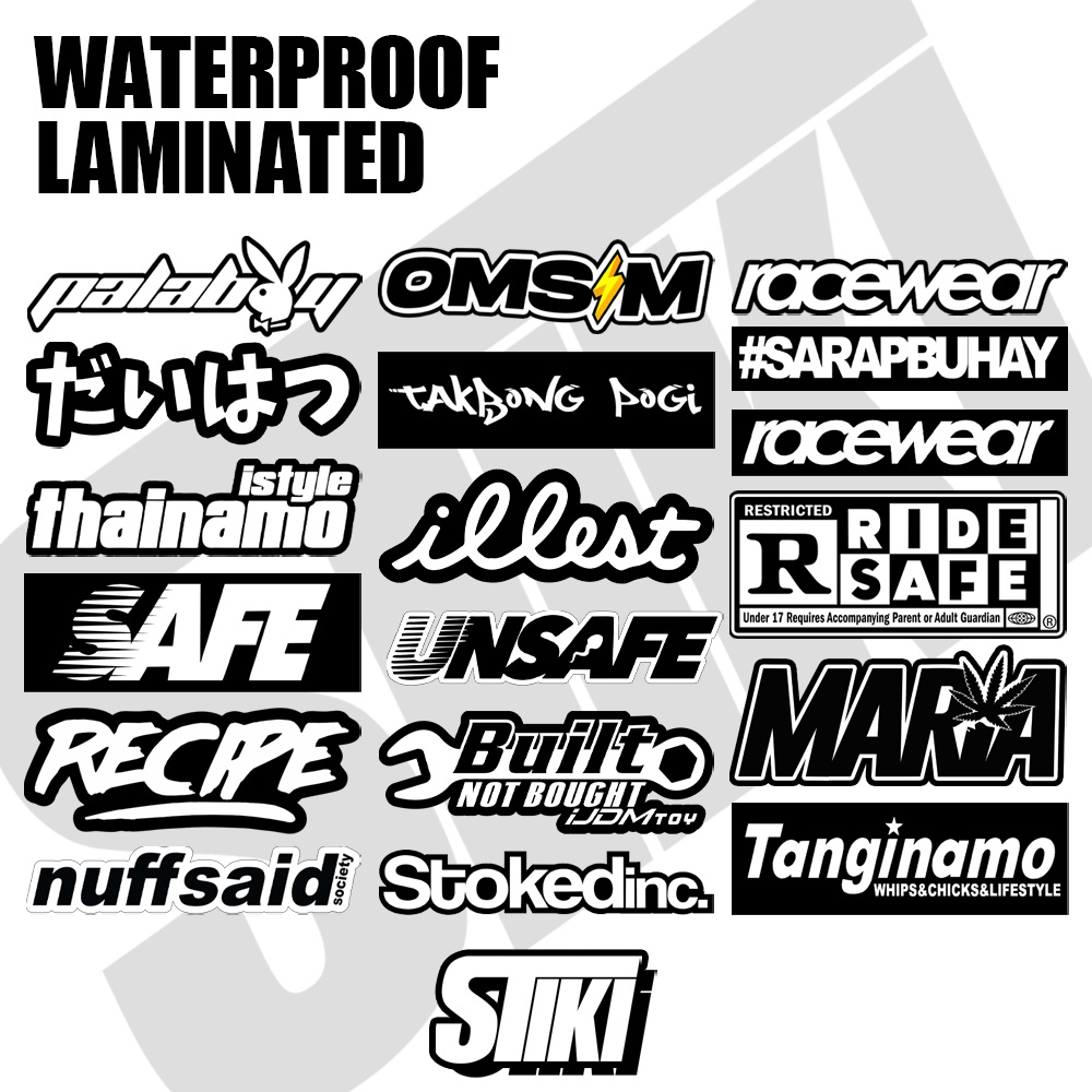 Black and White Set 1 Vinyl Sticker WATERPROOF Shopee Philippines