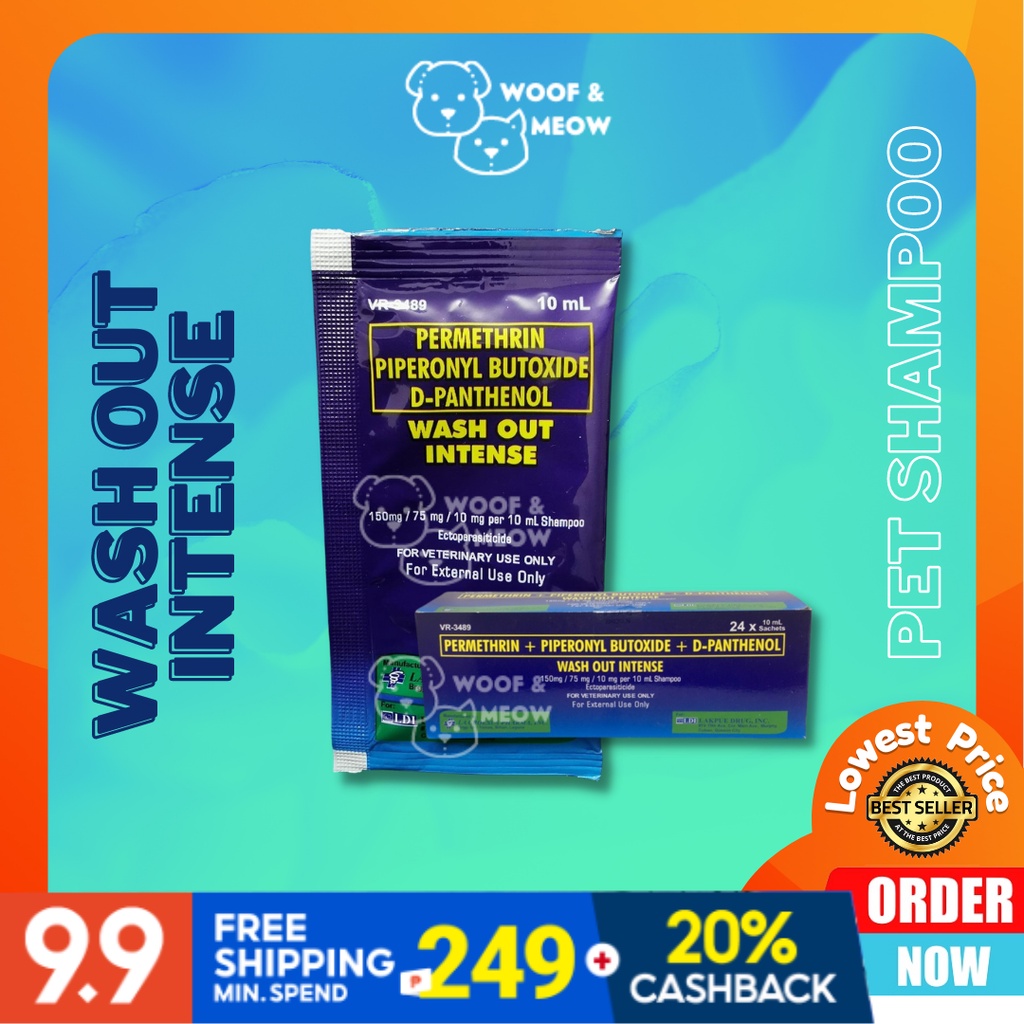 Wash Out Intense Animal Shampoo 10ml Sachet Anti Garapata Earmites