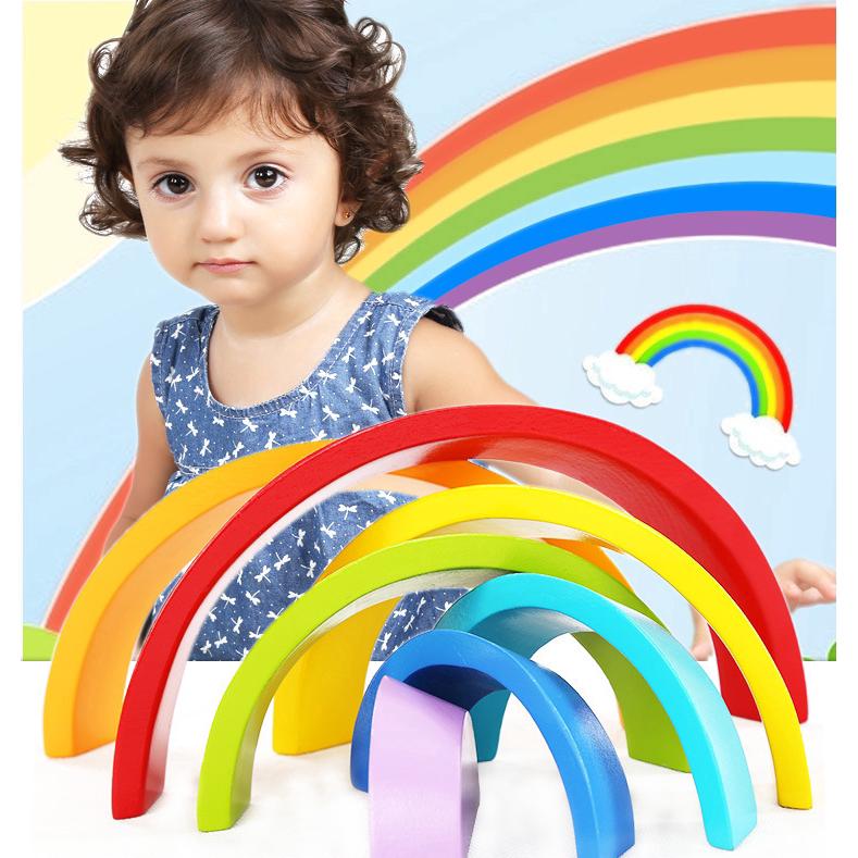 2020 Newest Rainbow Wooden Baby Toys Montessori C Wood Game Early