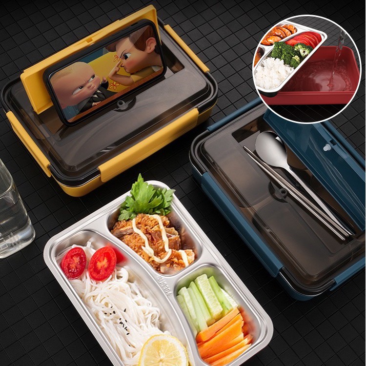 2021 new Korean Style lunch box double heating 304 stainless steel lunch box With BOX Shopee