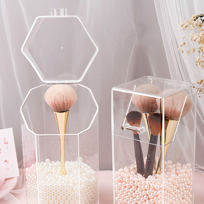 Brush Holder Clear Acrylic Makeup Brushes Storage With Lid Dustproof