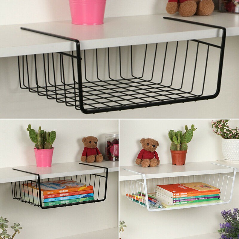 MDZZ Under Shelf Table Storage Basket Rack Desk Wire Hanging