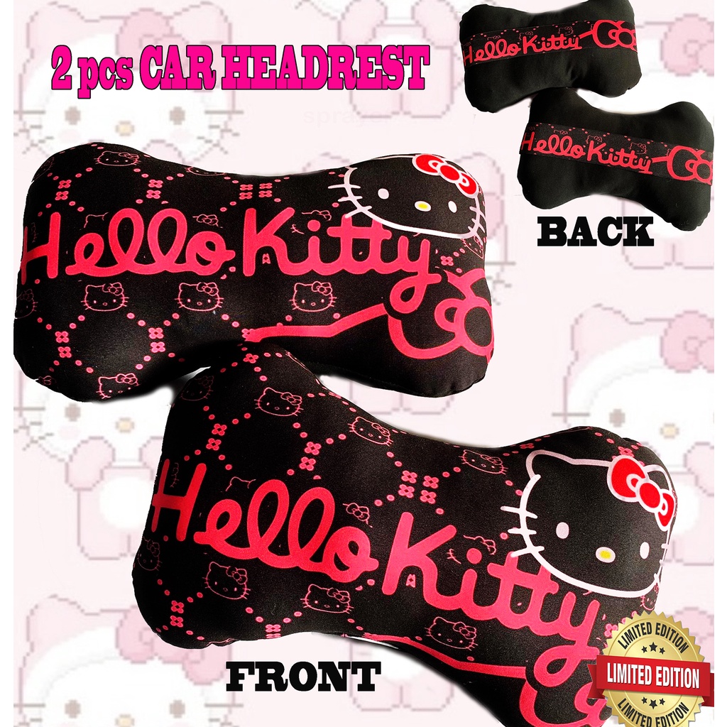 2PCS hello kitty Headrest Pillow Car Accessory Characters black Edition