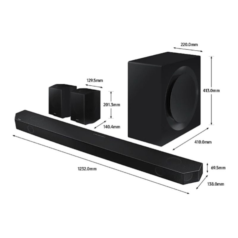 2022 SAMSUNG PREMIUM soundbar audio system HWQ990B upgraded with wireless DOLBY ATMOS/DTS X