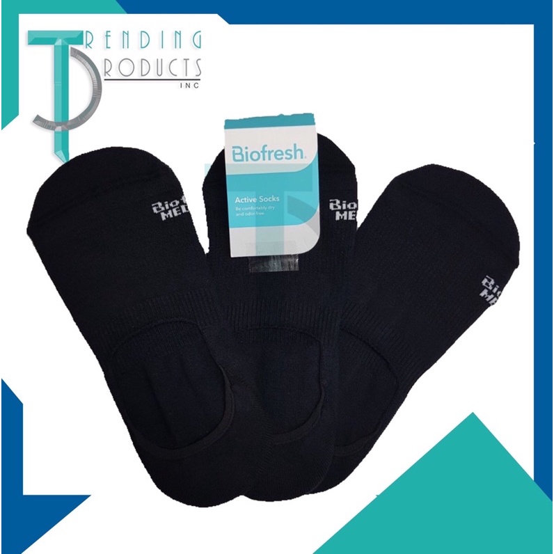 BioFresh Men's Socks, Men's Thick Cotton No Show Sports Socks, 3 Pairs