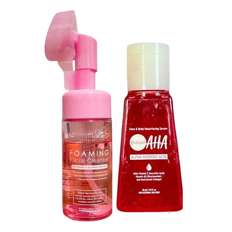 Brilliant Skin Foaming Facial Cleanser /AHA Face & Body Serum Shopee
