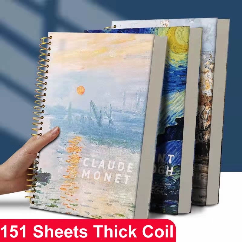 16k Van Gogh Hardbound Spiral Thick Big Notebook Sheets 151 Watercolor