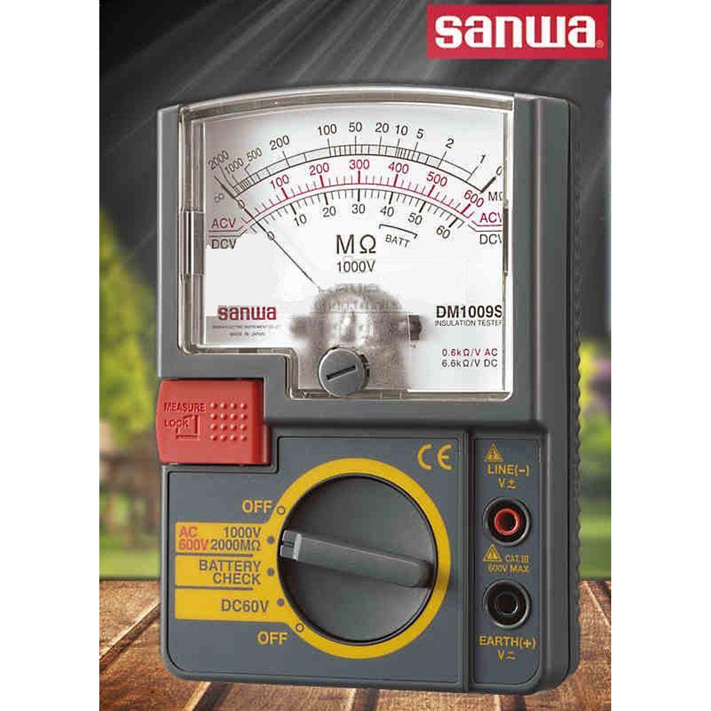 Sanwa DM1009S Analog Insulation Resistance Tester 2000 Megaohms, AC