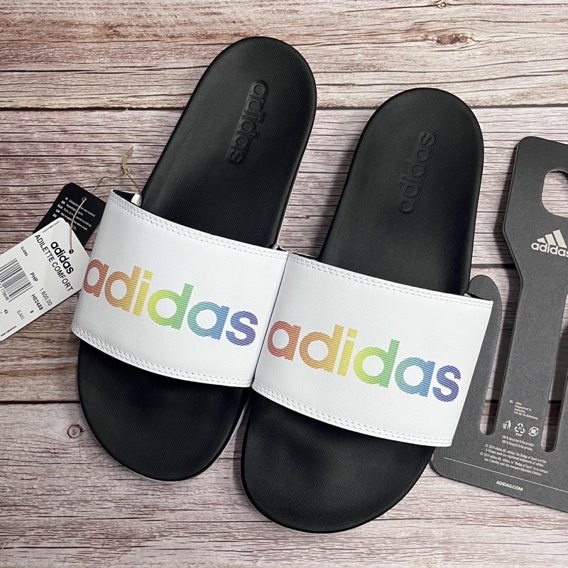 100 ORIGINAL ADIDAS ADILETTE COMFORT SANDALS PRIDE H02488 Shopee