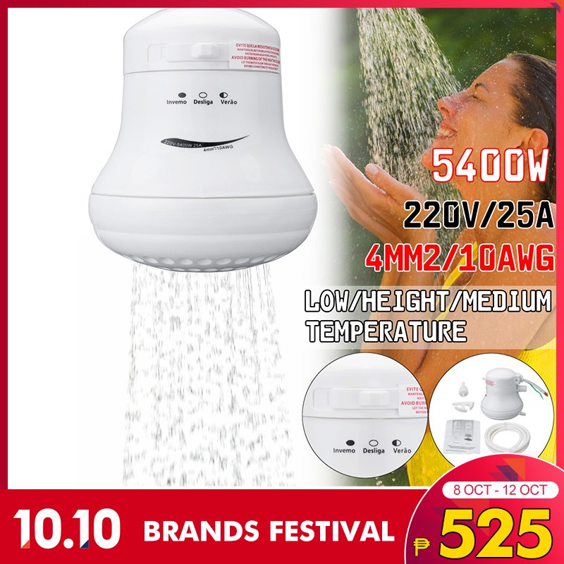Electric Shower Head Instant Water Heater 110V/220240V 0.8" Shopee