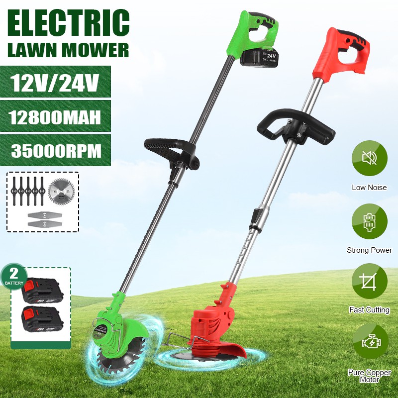 12V/24V Electric Lawn Mower Cordless Grass Cutter Trimmer Rechargeable
