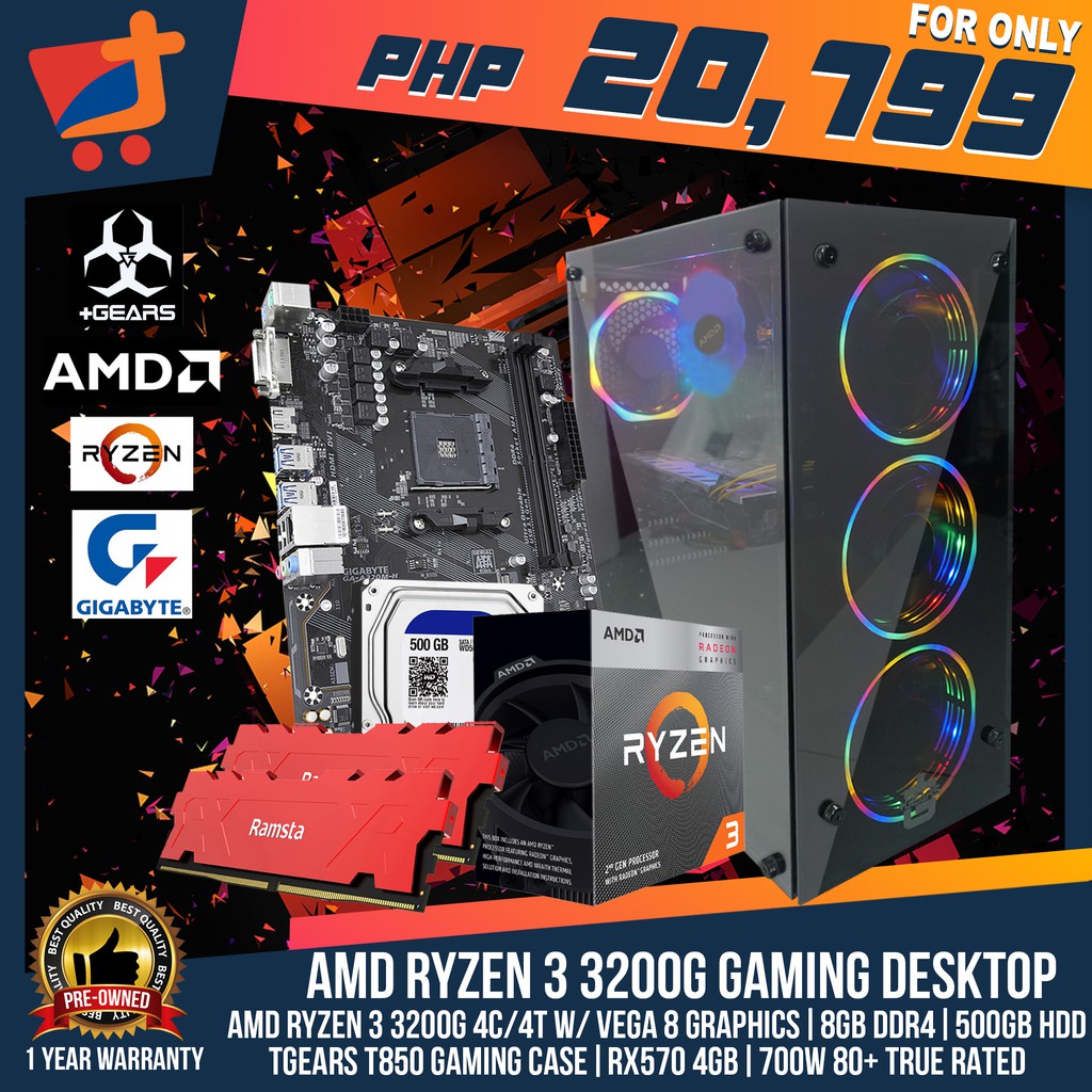 AMD RYZEN 3 3200G 2nd Gen Gaming Desktop Package Ttrend Shopee