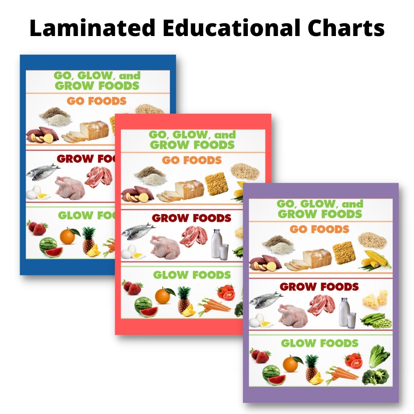 Go, Glow, Grow Foods, Laminated Educational Charts for Kids and