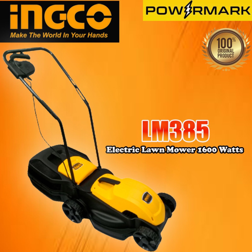 INGCO LM385 Electric Lawn Mower 1600 Watts [POWERMARK IPT] Shopee