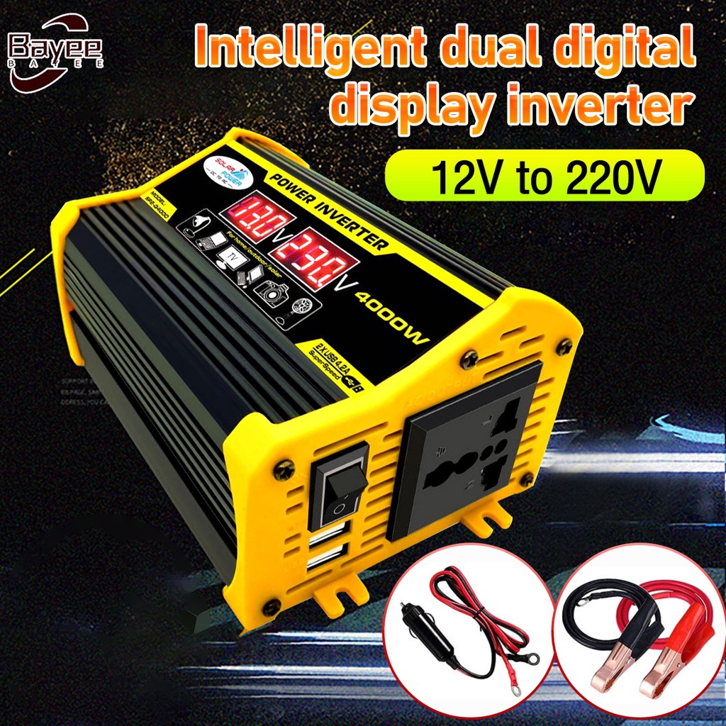 4000W Car Power InverterDC 12V to AC 220V Solar Power Converter Dual