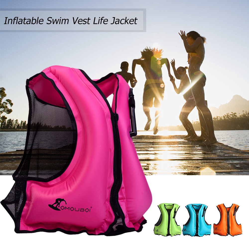 Adult Inflatable Swim Vest Life Jacket for Snorkeling Float Shopee