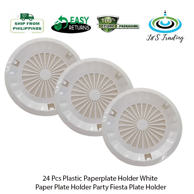 Plastic Paper Plate Holder White Party Fiesta 10.25 Inches 12 Pcs Shopee Philippines