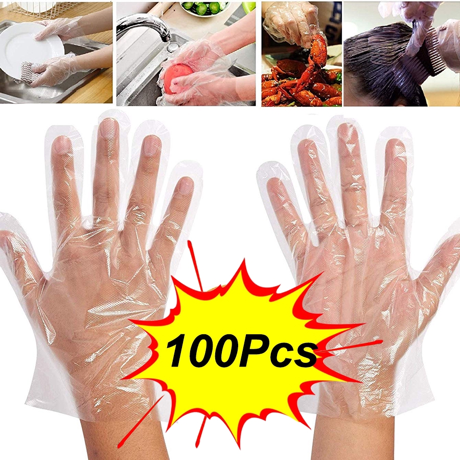 Disposable Clear Plastic Gloves 100 Pieces Disposable Cooking