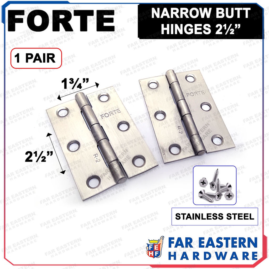 FORTE Narrow Butt Hinges Stainless Steel Hinge Bisagra for Door
