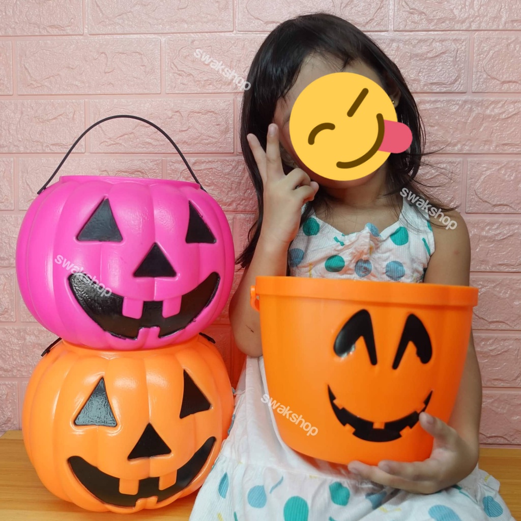 Halloween Plastic Pumpkin Pail Basket Bucket Shopee Philippines
