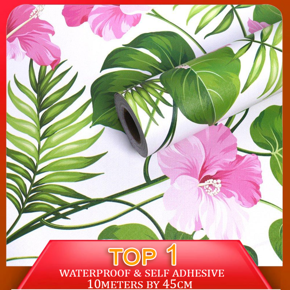 HD gumamela flower design for home decorations 10m*45cm waterproof