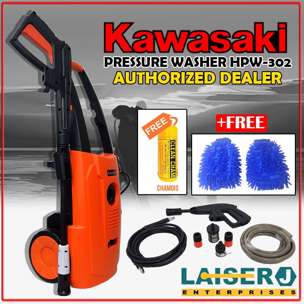 KAWASAKI PRESSURE WASHER HPW302 W/ FREE CHAMOIS & MICROFIBER CARWASH