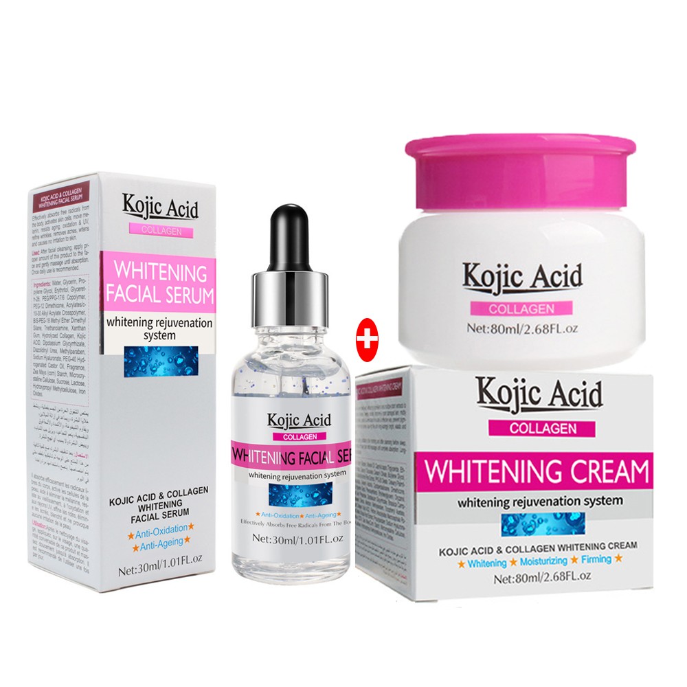 Kojic Acid Collagen Whitening Facial Serum Hydrating Lighten Freckle