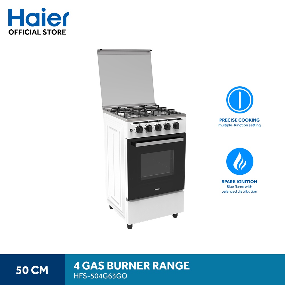 Haier HFS504G63GO 50cm 4 Gas Burners with 60L Single Burner Gas Oven