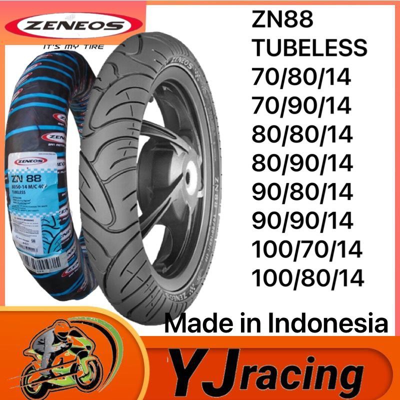 ZENEOS ZN88 MOTORCYCLE TIRE GULONG TUBELESS 70/80/14 70/90/14 80/80/14