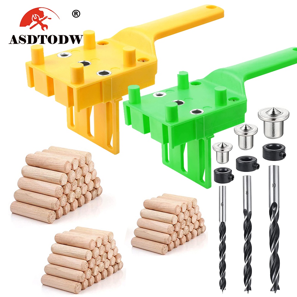 Pocket Hole Screw Jig Handheld Dowel Jig Kit 6/8/10mm Drill Bit Hole