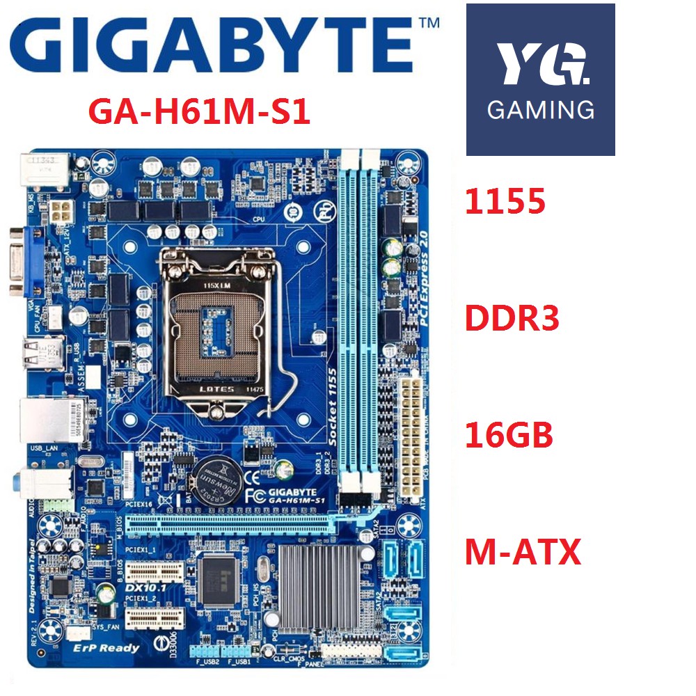 GIGABYTE GA-H61M-S1 Desktop Motherboard For Intel H61 Socket LGA 1155