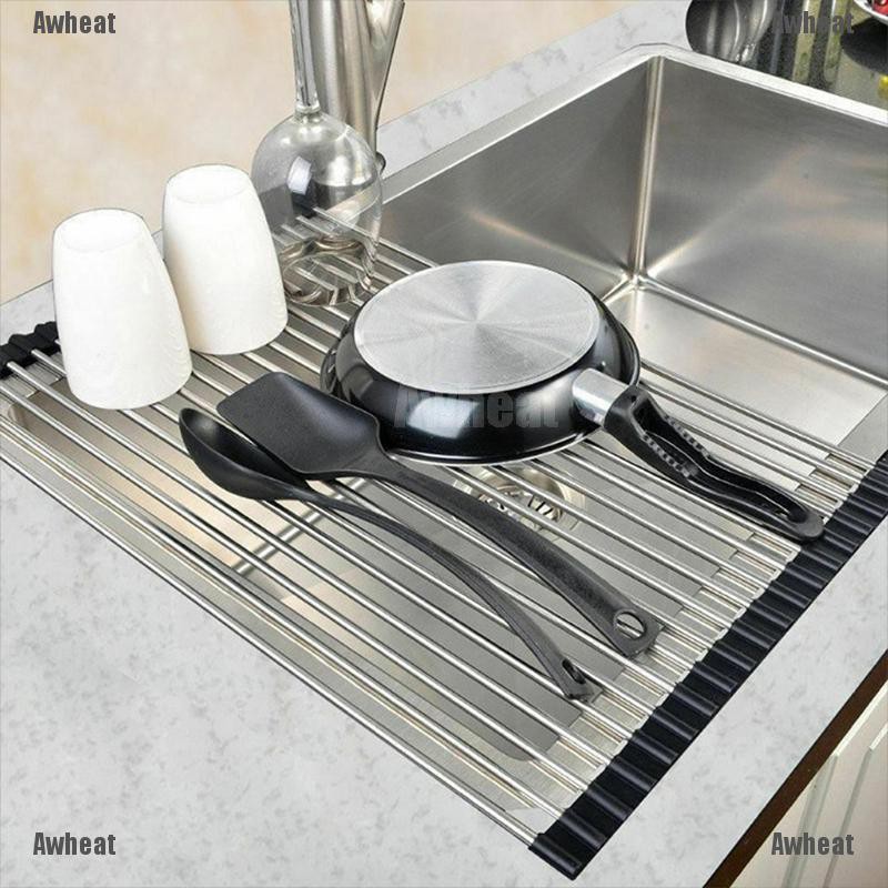 Extra Large Dish Drainer Rack Awheat Extra Large Over the Sink RollUp Dish Drying Rack Pan Food