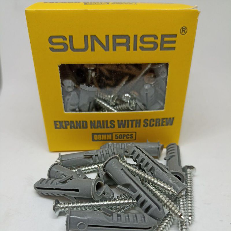 50pcs TOX with Screw (Expand Nails with Screw, Sunrise Brand) 6mm 8mm