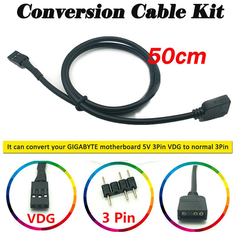 New 5V 3PIN RGB VDG Conversion Line Cable Connector Kit for GIGABYTE