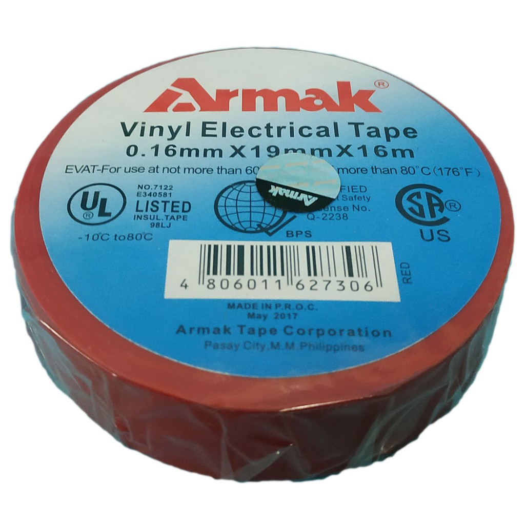 ORIGINAL ARMAK ELECTRICAL TAPE 3/4" X 0.16MM X 16 METERS ( RED