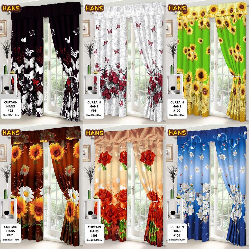 1PC Butterfly Flower Curtain 200x110 cm Cotton New Kurtina Curtains For