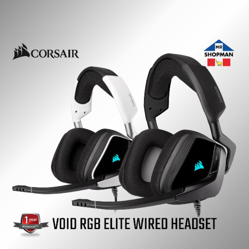 Corsair Void RGB Elite 7.1 WIRED Gaming Headset White / Carbon Headphones Shopee Philippines