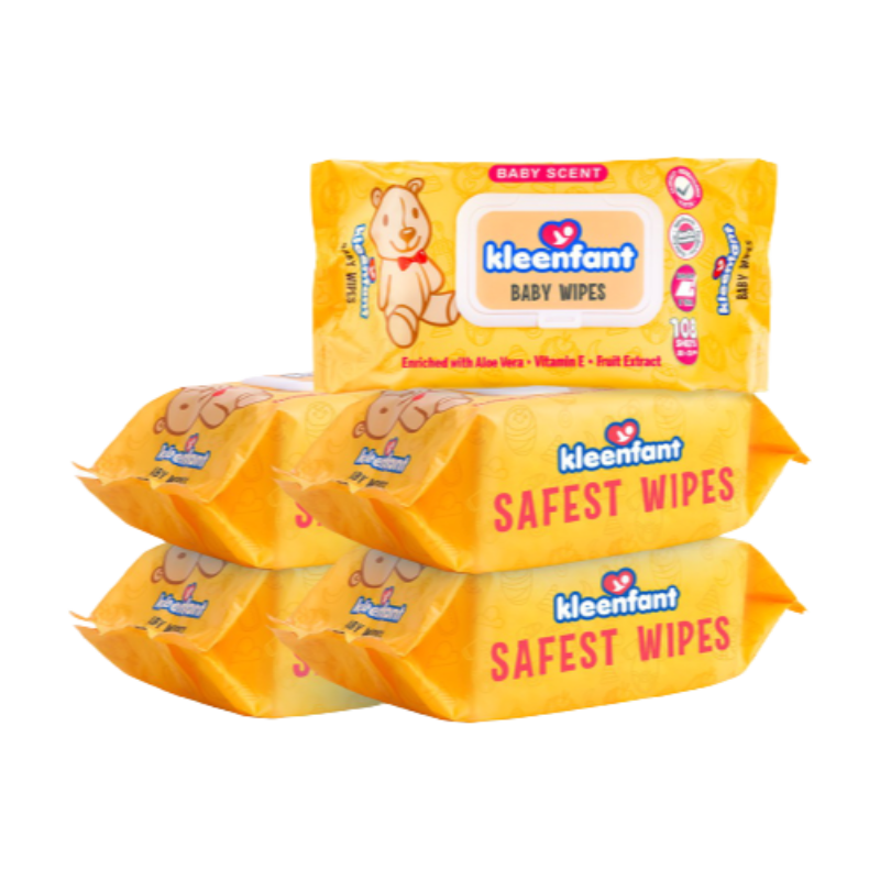 Kleenfant Baby Wipes Powder Scent 108 Sheets 5 packs Newborn Wet Wipes