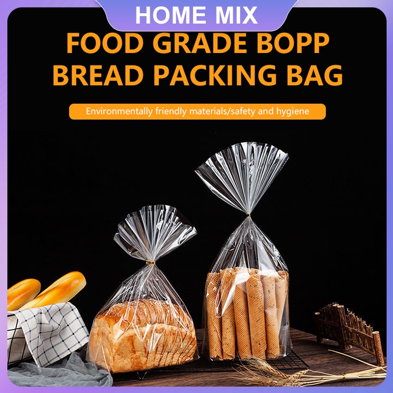 100Pcs Plastic Paper Bag Bread Cookies Packaging Pastry Bag Baking Packaging Plastic Bag Baking