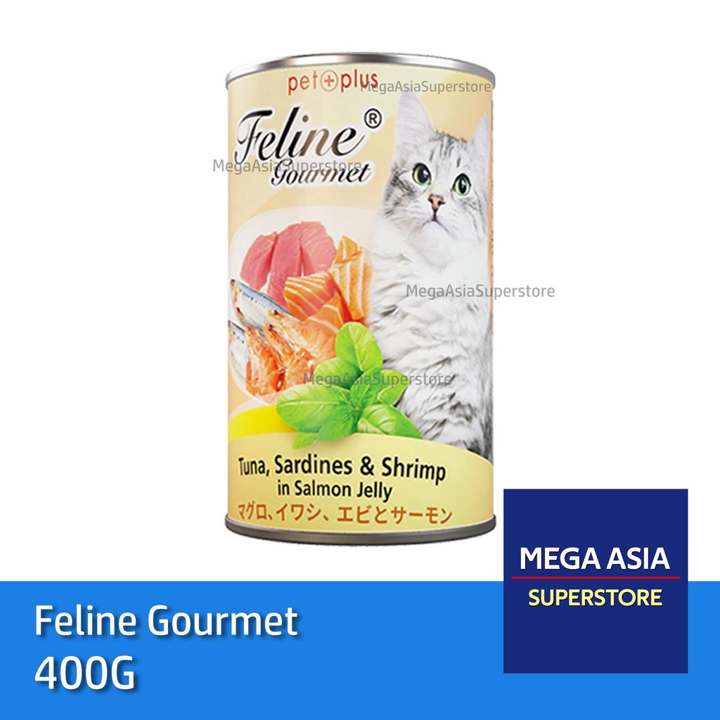 Mega Asia Feline Gourmet Wet Cat Food Tuna Sardines Shrimp in Salmon