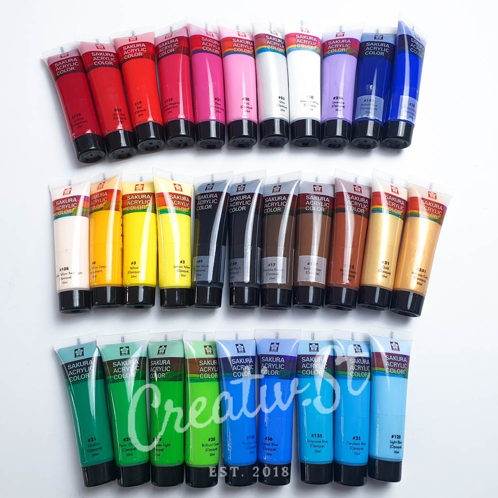 Acrylic Sakura 20ml Paint Acrylic Color Part 2brown Black White Gold