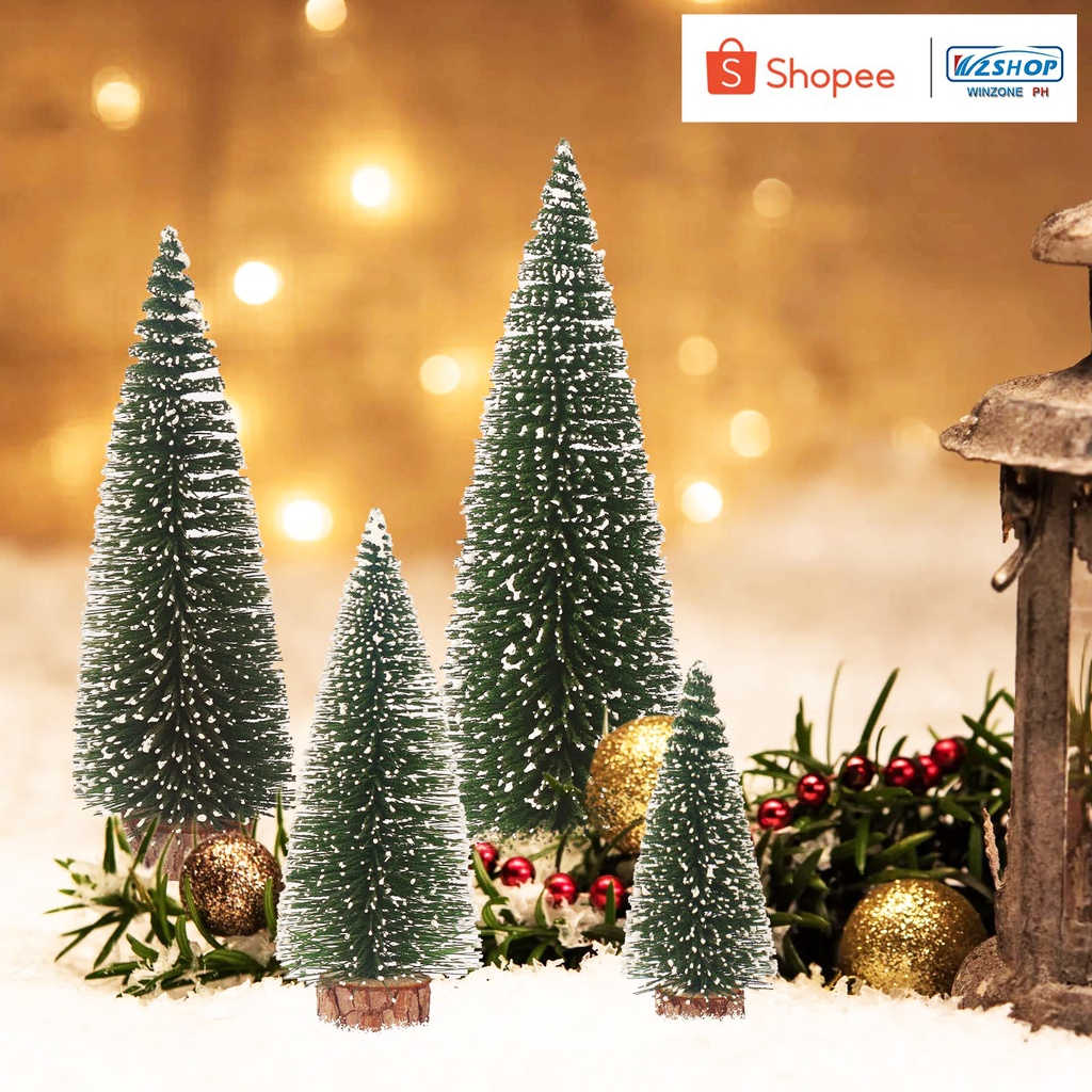 Mini Christmas Tree Small Pine Tree with Wooden Bases for Xmas Party
