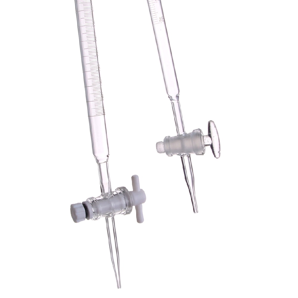 Glass burette 10 25 50 100ml acidbase grade A polytetrafluoro burette