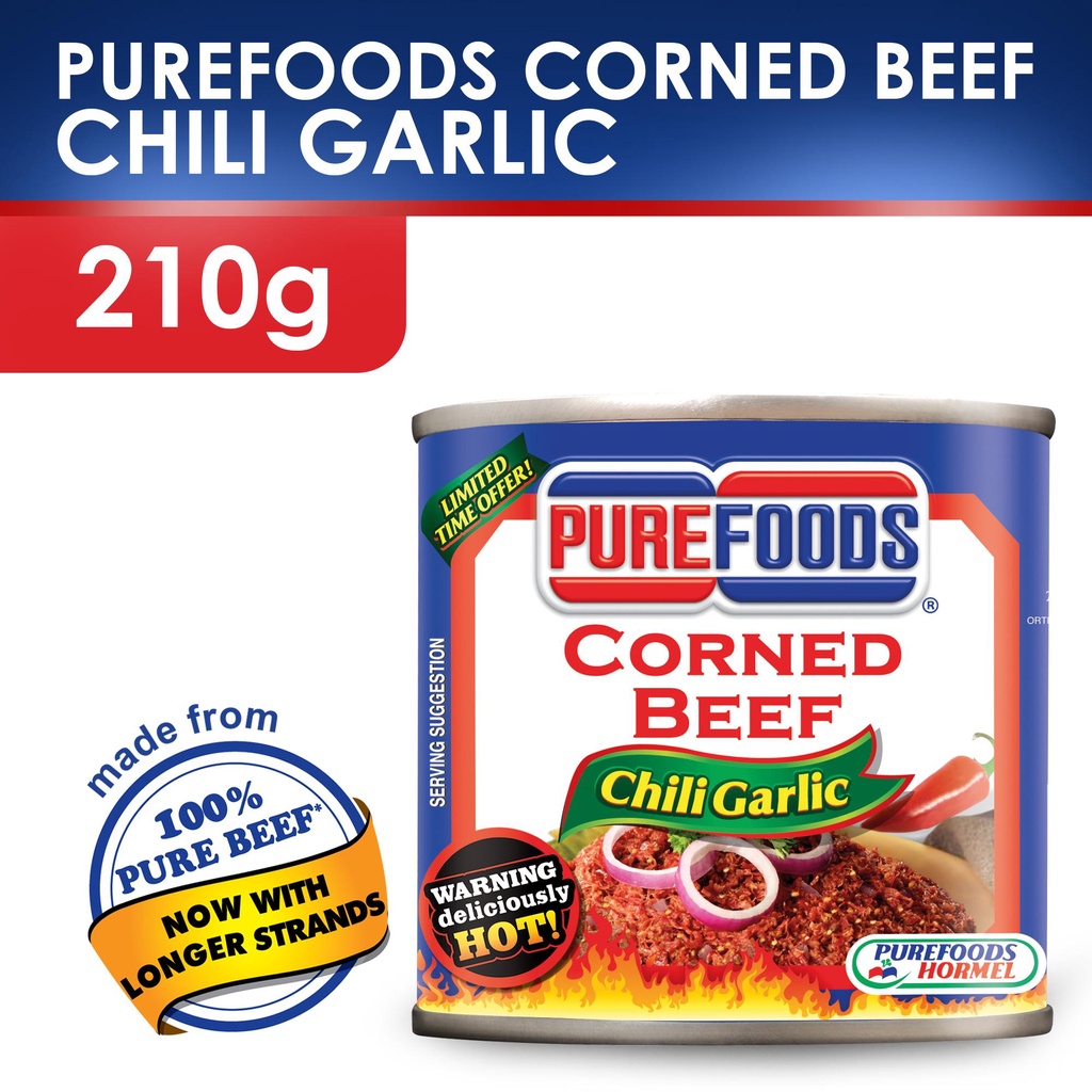 PUREFOODS CORNED BEEF CHILI GARLIC 210g Shopee Philippines