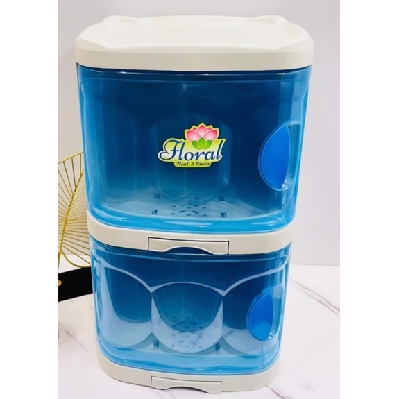 8809MC2 MINI DISH RACK MUG & BOWL FOOD STORAGE 2LAYER FLORAL