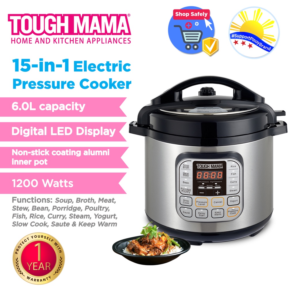 Tough Mama NTMEPC6 Electric Pressure Cooker 15in1 Multicooker LED